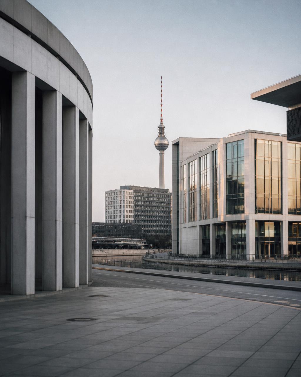 Early morning light over a modern quarter of Berlin