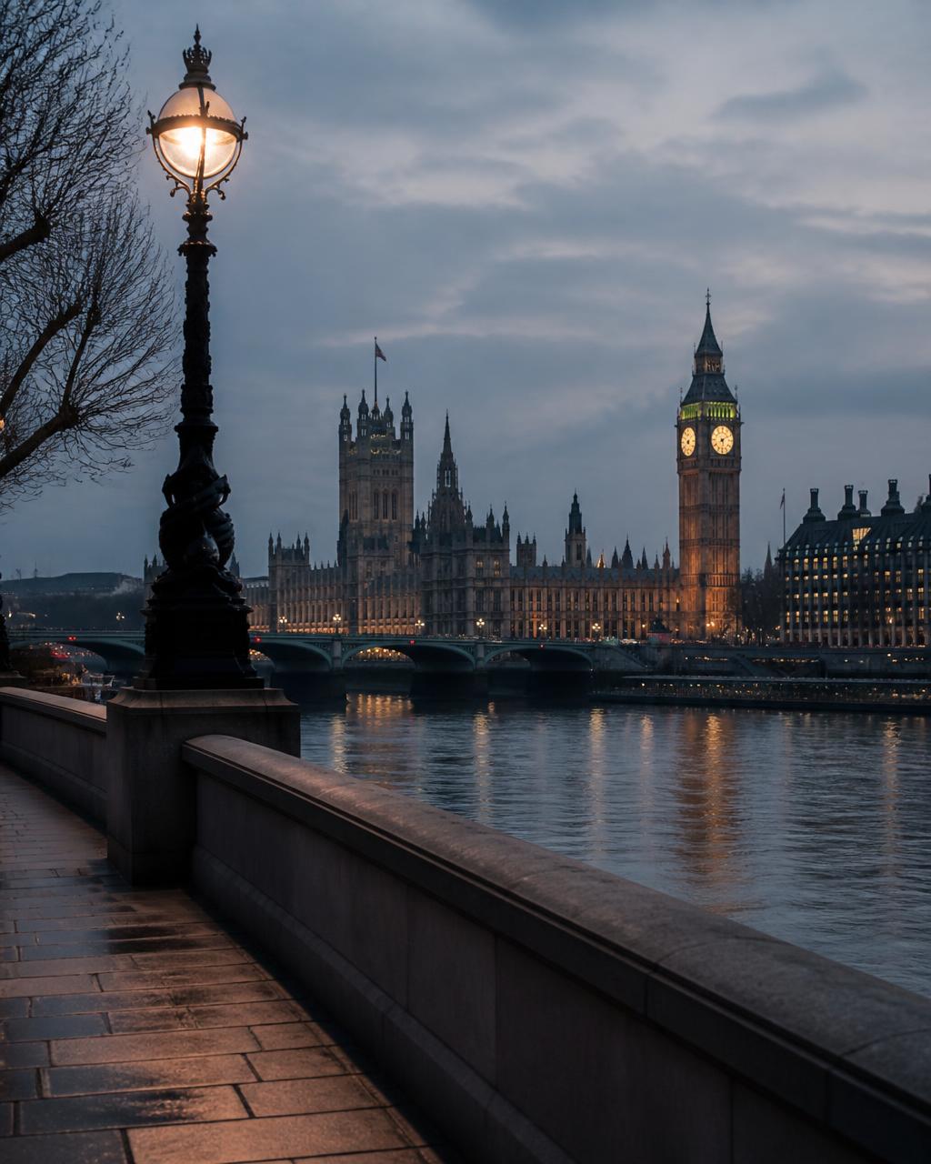 The Thames at dusk in central London